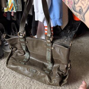 Cole Haan Olive Leather Tote Bag